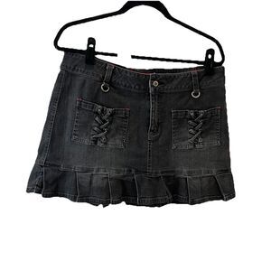 VTG Tripp NYC Pleated Mini Skirt Womens 2X Black Gothic Punk Rave Grunge Y2K
